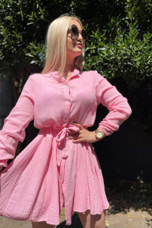 bavlnené šaty Maele Pink, bavlnené šaty, ružové šaty, letné šaty, dámske oblečenie, oblečenie, dámska móda, outfit
